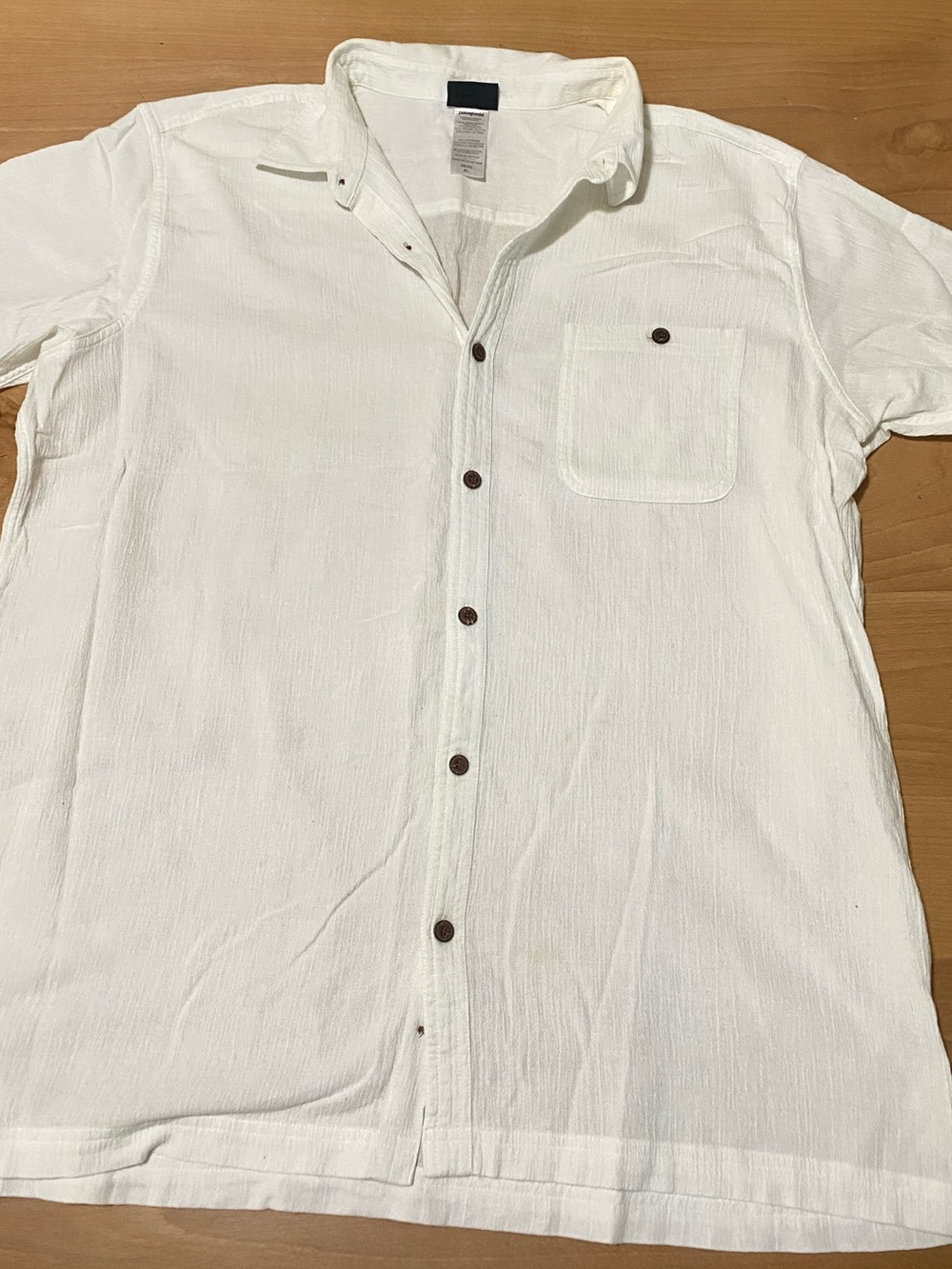 Patagonia Organic Men's Short-Sleeve Button-Down Shirt White Summer Beach Casual